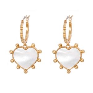 TORY BURCH • Semiprecious Heart Charm Earrings